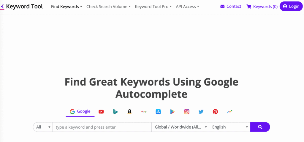 image of keyword too.io webpage