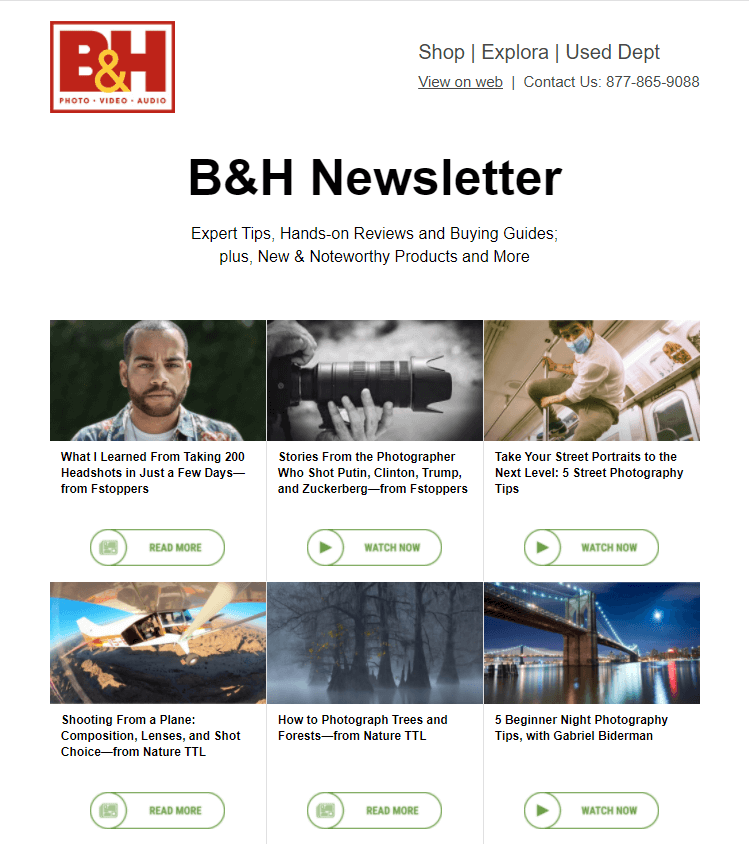 B&H Photo content email B&H Photo email newsletter