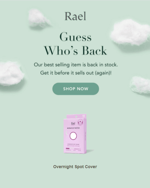 Back in stock email Back in stock email example by Rael