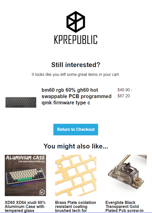 Abandoned cart email Abandoned cart email example by KPrepublic