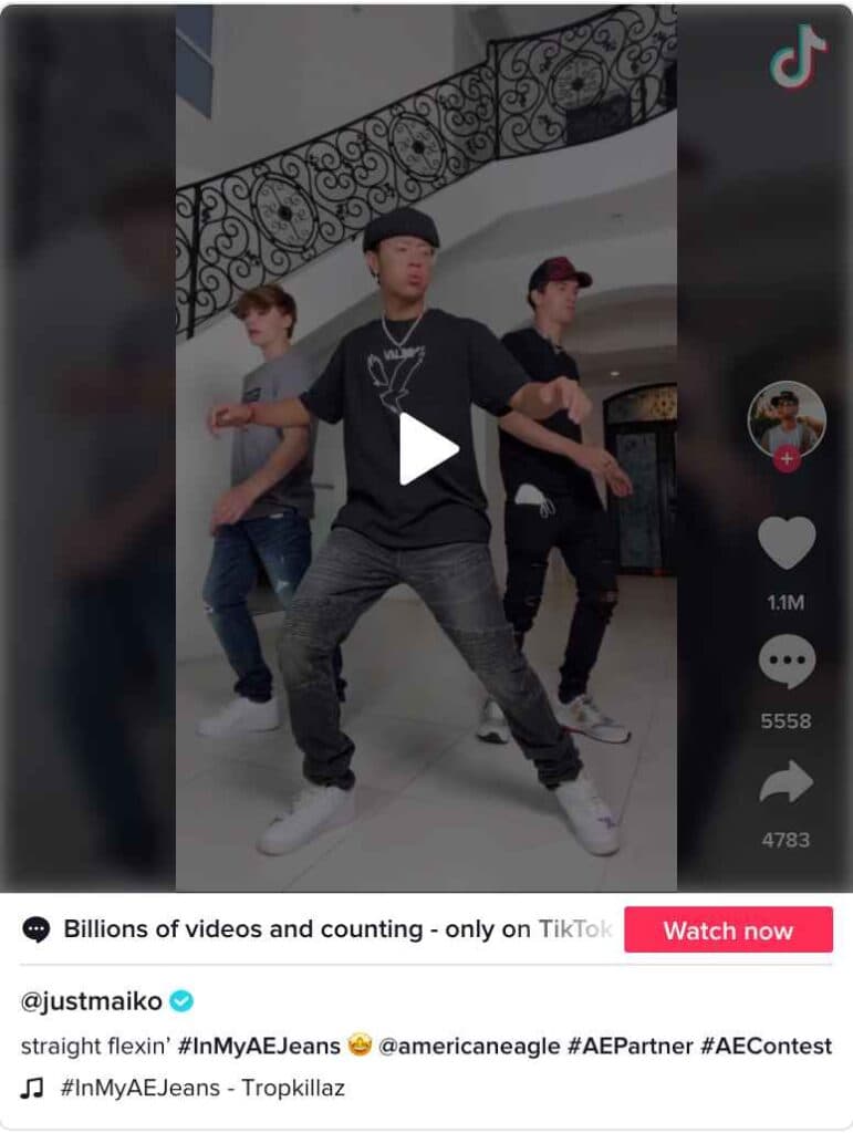 American Eagle Hashtag Challenge example of a hashtag challenge by American Eagle